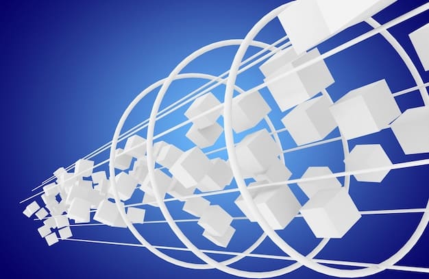 A visual representation of interconnected global supply chains, with various nodes illustrating factories, ports, and transportation routes. Clean, modern graphic design.