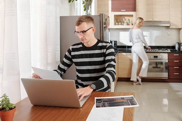 A homeowner meticulously organizing receipts and invoices for home improvements, with a laptop displaying IRS forms in the background, symbolizing financial planning and documentation.