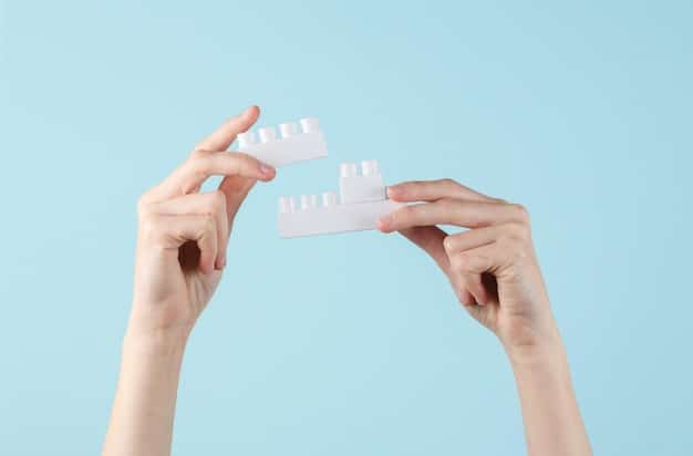 A pair of hands meticulously arranging miniature building blocks into a sturdy towering structure, with financial symbols like dollar signs and upward-trending graphs subtly integrated into the background, symbolizing financial growth from a solid foundation.