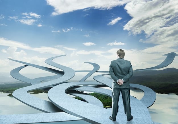 A visual metaphor of a financial journey with obstacles. A winding path represents long-term investing, with roadblocks labeled 