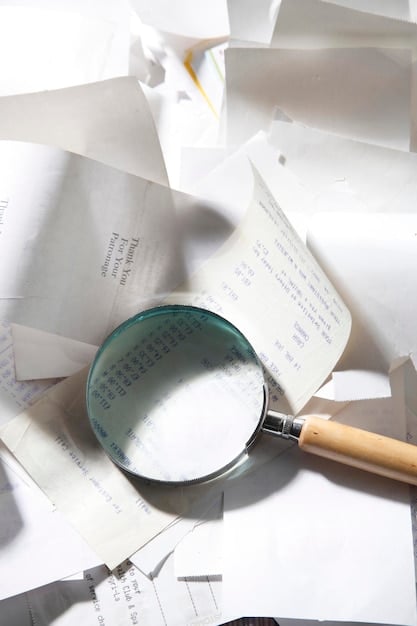 A detailed shot of financial documents and a magnifying glass, emphasizing the importance of reviewing and scrutinizing credit reports for accuracy.