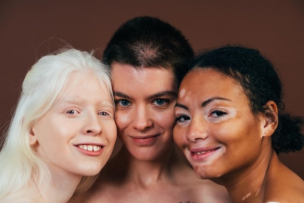 A diverse group of people of varying ages and skin tones, standing together under a bright sun, symbolizing the collective yet individualized need for vitamin D.