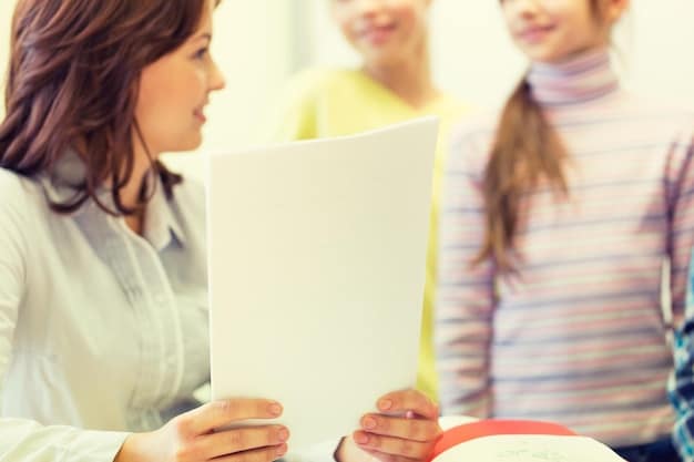 A close-up of a parent and a teacher engaged in a constructive dialogue, featuring open body language and a shared focus on documents.