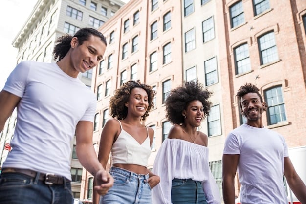 A diverse group of young adults actively participating in a 
