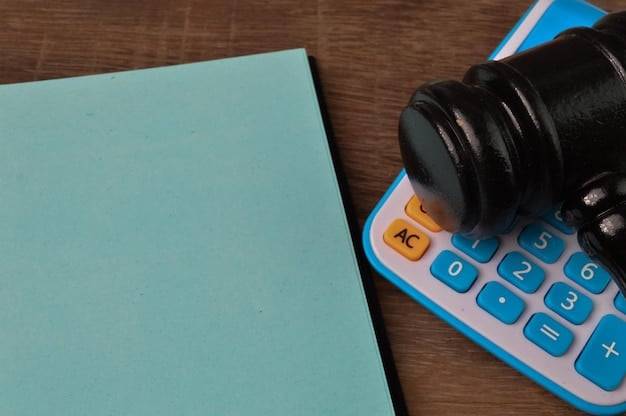 A close-up image of a calculator with a Social Security Administration document displayed on a nearby laptop screen. A pen and notepad are also visible, emphasizing the calculation and planning involved in understanding social security benefits.