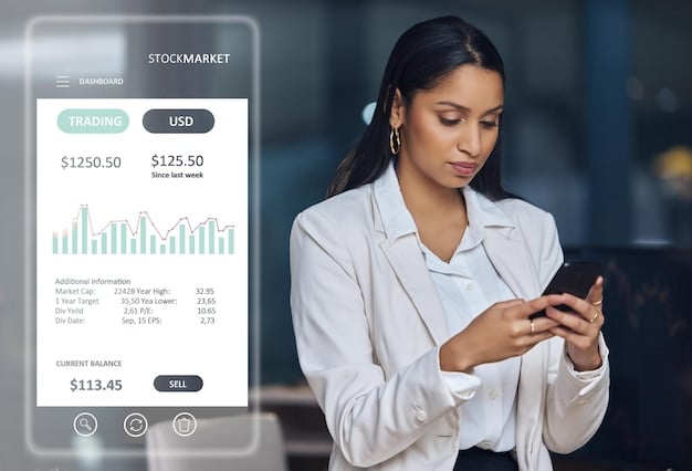 A person using a banking app on their smartphone to monitor their high-yield savings account. The app interface displays graphs showing consistent growth and high interest earnings, highlighting the benefits of maximizing returns. The person appears satisfied and confident about their financial planning. The background includes a blurred image of a modern, minimalist home office setup. Mention Personal Finance Analysis: Comparing High-Yield Savings Accounts to Maximize Your Returns.