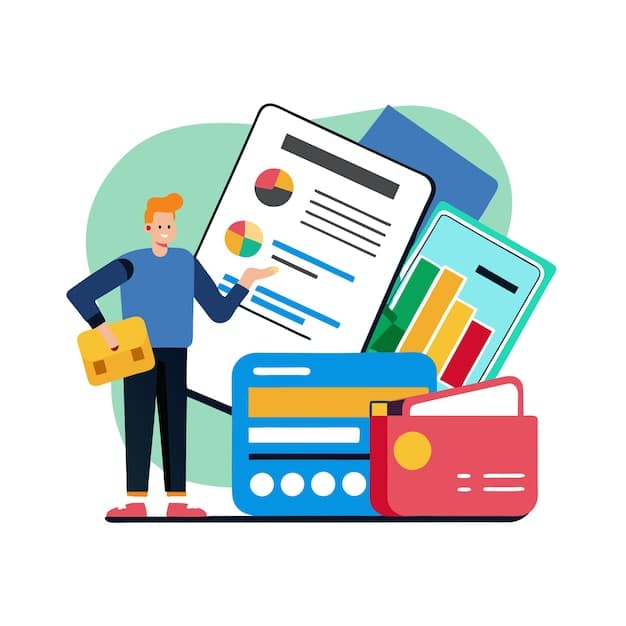 A graphic representation of the different sections of a credit report: Personal Information, Credit Accounts, Public Records, and Inquiries. Each section is visually distinct and annotated with brief descriptions of the types of information contained within. The overall design is clean and informative.