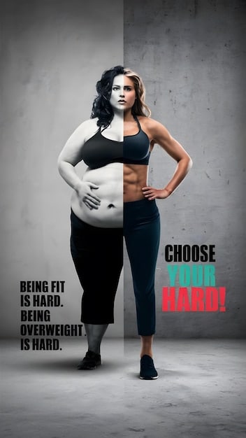 A split image showing, on one side, an advertisement for a new weight loss drug promising rapid results, and on the other side, a person looking worried while reading a news article about potential side effects. The text 