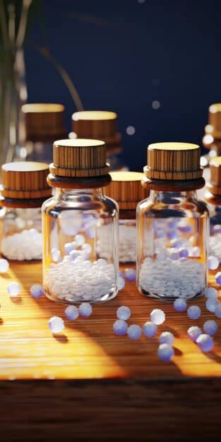 A close-up shot of various sleep supplement pills (melatonin, valerian root, magnesium) in a clear glass jar. The background is blurred to focus on the supplements.