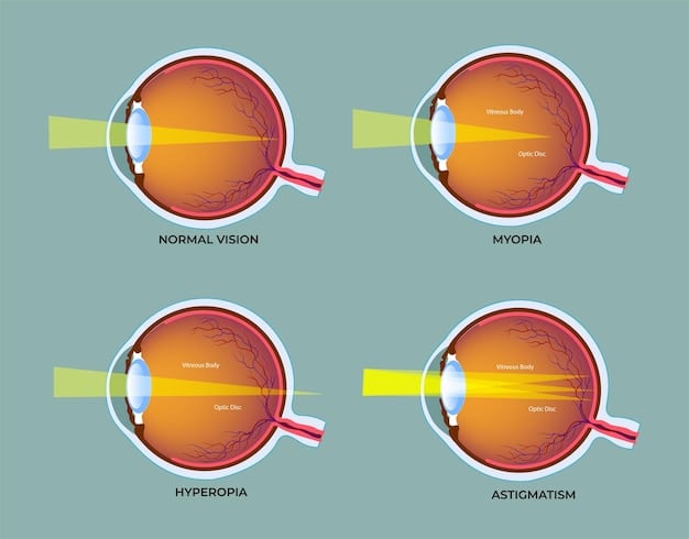 A medical illustration depicting the difference between a healthy macula and a macula affected by dry AMD. The healthy macula shows clear, distinct photoreceptor cells, while the AMD-affected macula shows drusen deposits and thinning of the retinal layers.