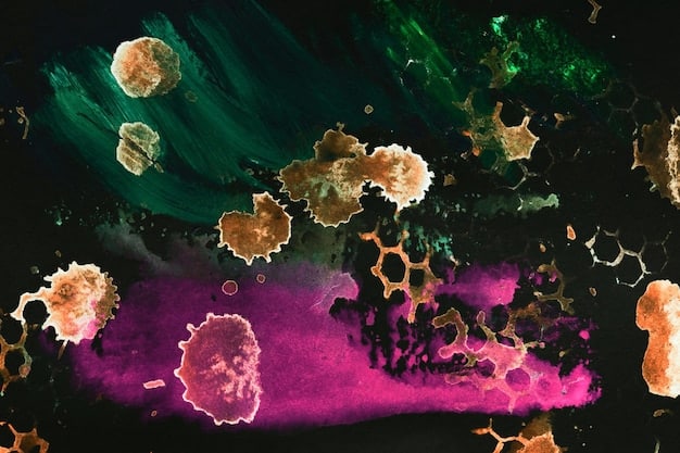 A microscopic close-up showcasing a diverse and thriving community of gut bacteria, with different strains and species visible in a vibrant array of colors. The backdrop is a gradient of soft greens and blues, representing a healthy gut environment, emphasizing the importance of gut health.