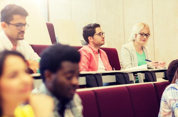 A brightly lit university classroom where a professor is lecturing to a group of engaged students. The scene is modern and tech-integrated, with interactive whiteboards and students using laptops. The atmosphere is one of active learning and collaboration, reflecting the importance of quality teacher education. The title question, What are the Latest Updates to US State-Level Teacher Certification Requirements and How Can You Prepare?, is reflected in the professor's lecture on updated educational standards.