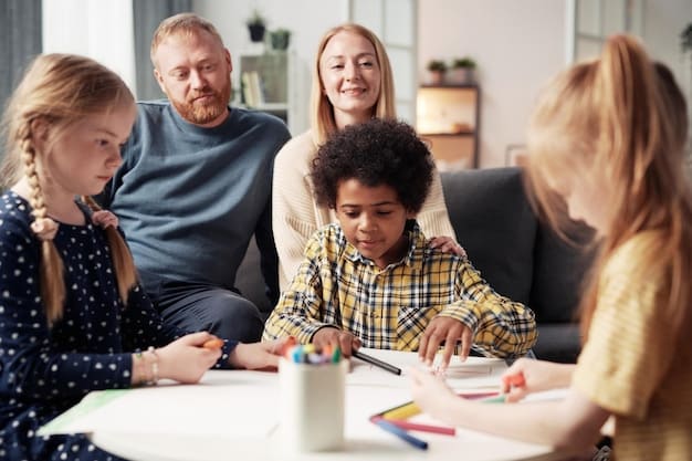 A parent and a special education teacher engaged in a collaborative discussion about a student's Individualized Education Program (IEP). The setting is a brightly lit classroom, fostering a sense of teamwork and shared responsibility.