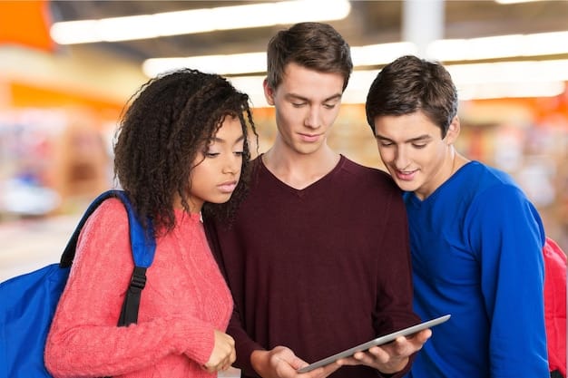 A group of high school students intently observing an engineer from a local tech company demonstrate a complex robotic arm in a modern lab environment, fostering a strong industry-education connection.