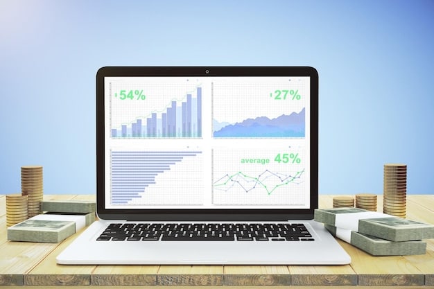 A detailed financial dashboard on a laptop screen, showing credit utilization graphs and clear indicators of debt levels against available credit, with a calculator nearby.