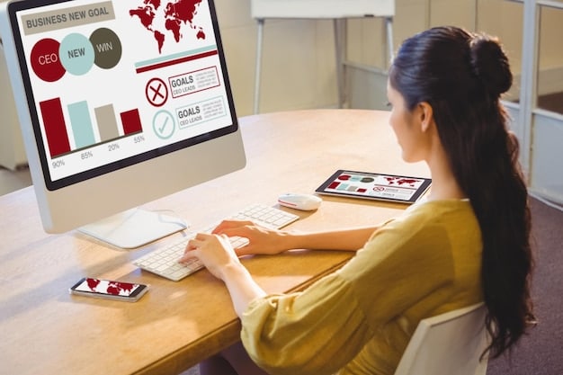 A person meticulously examining a credit report printout with red circles marking discrepancies, next to a computer displaying online credit monitoring.